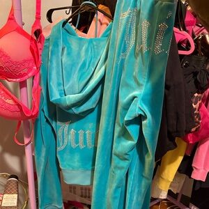 Juicy Couture Blue Velour Tracksuit Set